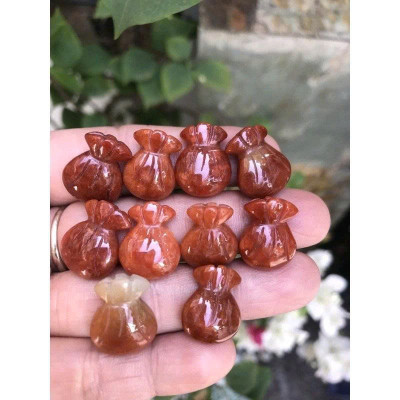 Mặt Dây Chuyền hay Mặt Nhẫn Túi Tiền Đá Cẩm Thạch Đỏ Cam Đậm Đẹp Size Dài 17mm Ngang 14mm Dầy 6mm Nữ lên trang sức đeo đẹp hợp mệnh hỏa mệnh thổ ạ