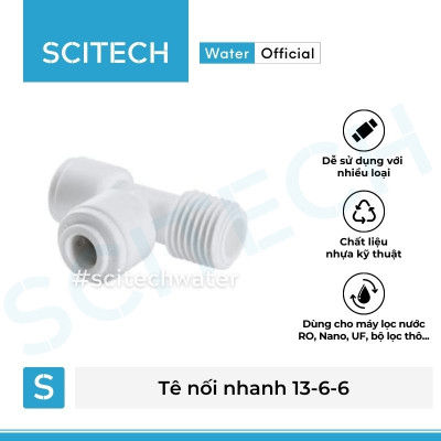 Tê nối nhanh ren 13 ra 2 đầu dây 6 dùng trong máy lọc nước - Hàng chính hãng