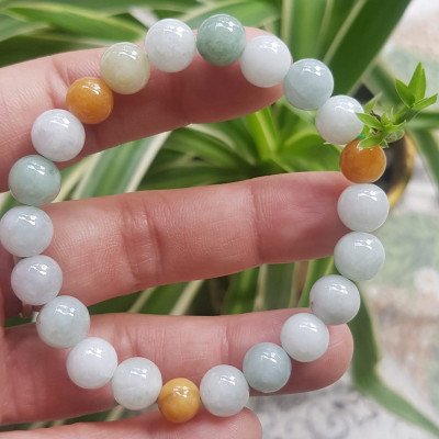 Vòng chuỗi đá Cẩm Thạch tự nhiên trắng huyết tam tài 8mm bóng đẹp Màu trắng bóng xanh vàng nữ đeo rất xinh đẹp xinh tay may mắn Vòng đá cẩm thạch tự nhiên tốt cho sức khoẻ công việc ạ