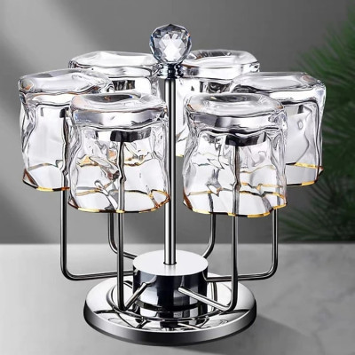  Giá úp ly, Giá úp cốc, Giá úp tiện lợi màu bạc Giá Úp Cốc Đẹp Để Bàn, LUXURY Giá Để Cốc Chén Inox Cao Cấp Xoay 360 Độ Sang Chảnh Và Tiện 