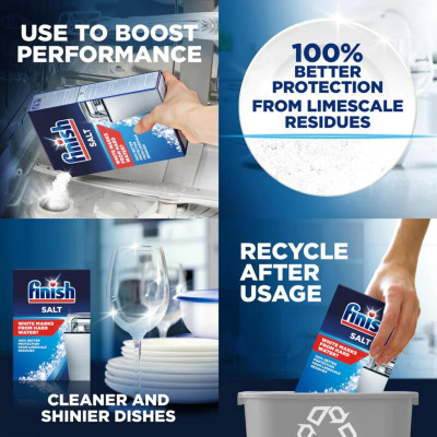 Muối rửa bát FINISH 2KG làm mềm nước chống đóng cặn máy- CHÂU ÂU