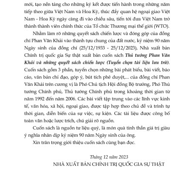 Thủ Tướng Phan Văn Khải Và Những Quyết Sách Chiến Lược - ST