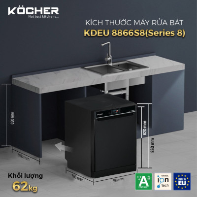 MÁY RỬA CHÉN KOCHER KDEU-8866S8 SERIES 8 - HÀNG CHÍNH HÃNG