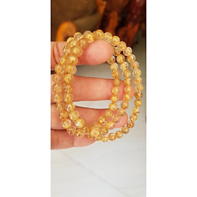  Vòng thạch anh tóc vàng tự nhiên trong bóng đẹp size hạt 5mm - 6mm các Chị em nữ đeo kiểu quấn 3 vòng tay màu vàng tươi sáng bóng chuẩn hợp nữ mệnh kim thổ  thủy đeo quyến rũ xinh đẹp trẻ trung may mắn đặc biệt tốt sức khỏe công việc tài lộc rẻ đẹp ạ