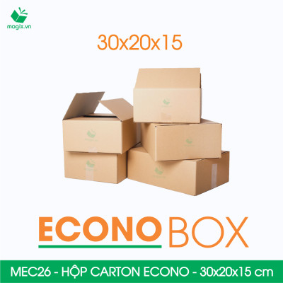 MEC26 - 30x20x15 cm - Combo 100 thùng hộp carton trơn siêu tiết kiệm ECONO