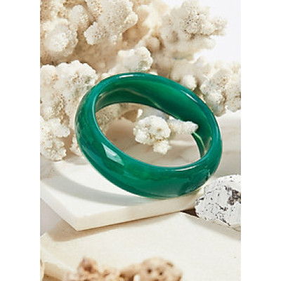 Vòng tay mã não xanh bản hẹ dày 18mm mệnh mộc hỏa - Ngọc Qúy Gemstones