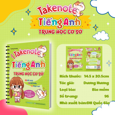 Sách - Sổ Tay Takenote Tiếng Anh Trung Học Cơ Sở (Gáy Lò Xo) - Megabook