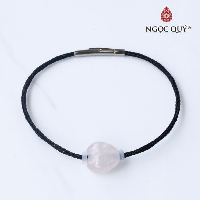 Vòng dây thép đá trái tim thạch anh hồng mệnh hỏa, thổ - Ngọc Quý Gemstones