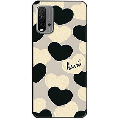 Ốp lưng cho Xiaomi Redmi 9T - Redmi 13 4G - 13C - Redmi Note 13 4G - 13 Pro 4G - 13 Pro 5G - Tim Trắng Đen HEART - Hàng Chính Hãng