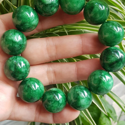 ️Vòng Tay Nam Đá Cẩm Thạch Xanh lá Size lớn hạt 18mm bóng đẹp hợp Các Anh Mệnh Mộc mệnh Hỏa đeo là một món trang sức tuyệt vời cho các quý ông ạ