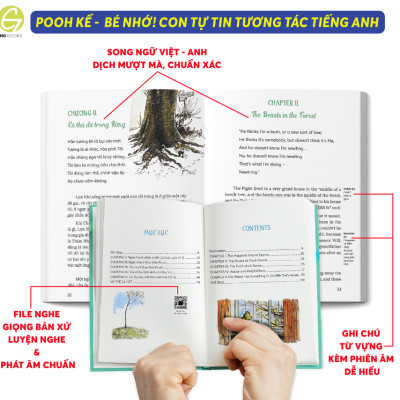 Trọn bộ 4 cuốn sách Gấu Pooh Xinh Xắn - Winnie The Pooh (A.A.Milne) bản Song ngữ có Audio giúp bé học tiếng Anh