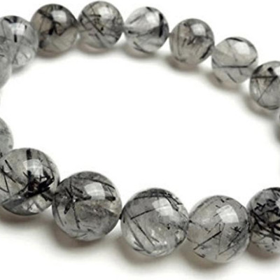 Vòng Tay Thạch Anh Trắng  Tóc Đen Tự Nhiên 11mm