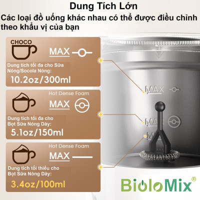 Máy tạo bọt sữa, cà phê, ca cao New Digital 5 trong 1 chuyên nghiệp thương hiệu Mỹ Biolomix BMF102E - Hàng chính hãng (BẢO HÀNH 1 NĂM)