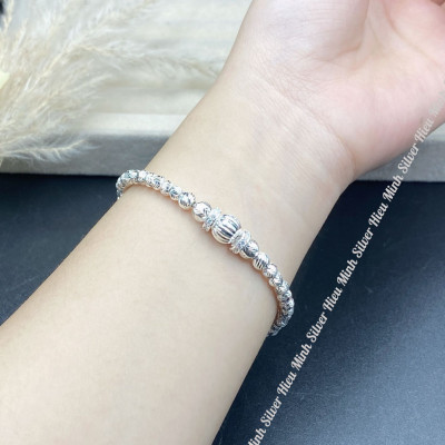 Lắc Tay Nữ Bạc Ta Dây Bi Tròn BẠC HIỂU MINH LTU636