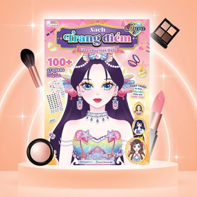 Sách Trang điểm Công chúa Hàn Quốc (Tô màu và bóc dán hơn 100+ stickers cho bé)