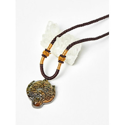 Mặt dây chuyền đầu hổ đá thạch anh mắt hổ xanh đen 32x30mm mệnh thủy, mộc - Ngọc Quý Gemstones