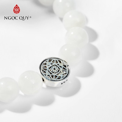Vòng Tay Nam Xà Cừ Trắng Charm Thánh Giá 10mm Mệnh Thủy, Kim - Ngọc Quý Gemstones