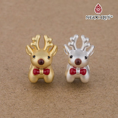 Charm bạc tuần lộc giáng sinh xỏ ngang - Ngọc Quý Gemstones