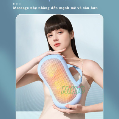 Gối Massage Hồng Ngoại, Mát Xa Cổ Vai Gáy Nikio NK-135DC - Xoa Bóp Chuyên Sâu, Hỗ Trợ Cải Thiện Đau Mỏi Nhanh, Pin Sạc Tiện Lợi