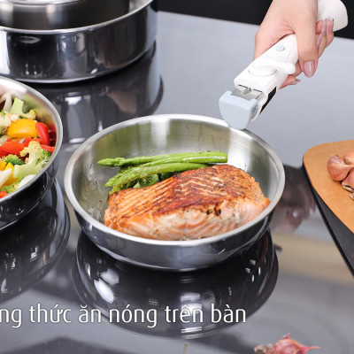 Bộ Nồi Chảo Inox Cán Rời 9 Món Không chống dính – Giải pháp nấu ăn đa năng cho gia đình.