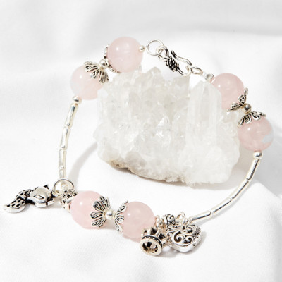 Vòng tay thạch anh hồng phối hồ ly Ngọc Quý Gemstones