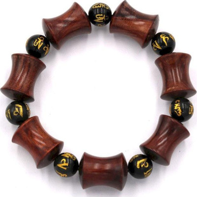 Vòng tay chuỗi hạt gỗ hồng hình ống tre HMB8