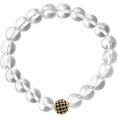 Vòng Đá Thạch Anh Trắng Phối Charm Xi Vàng Đính Đá Ngọc Quý Gemstones VT51