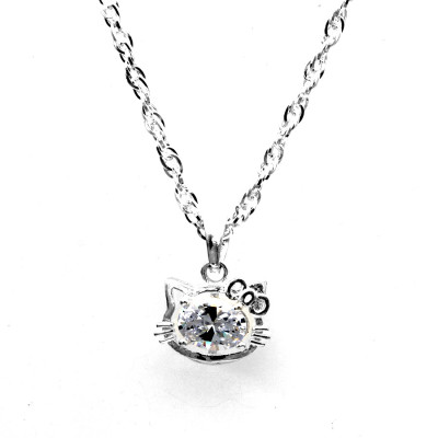 Dây Chuyền Trẻ Em Bạc Hiểu Minh DTE051 Mèo Kity