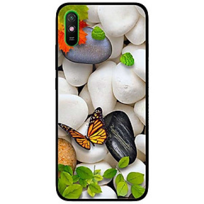 Ốp lưng dành cho Xiaomi Redmi 9A mẫu Sỏi Trắng và Bướm