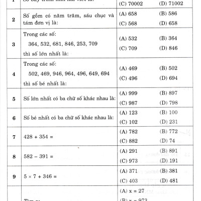 500 BÀI TOÁN TRẮC NGHIỆM LỚP 3 (DÙNG CHUNG CHO CÁC BỘ SGK HIỆN HÀNH) - HA