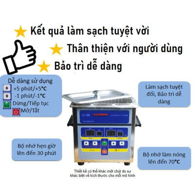 Máy rửa sóng siêu âm làm sạch mọi vết bẩn 0.7 lít thương hiệu Alstron (Chính hãng Singapore)