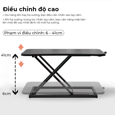 Bàn nâng hạ 2 tầng điều chỉnh chiều cao, bàn làm việc đứng gấp gọn thông minh - GN72
