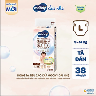 Tã Dán Moony Dịu Nhẹ NB62+4/S58+2/M46/L38
