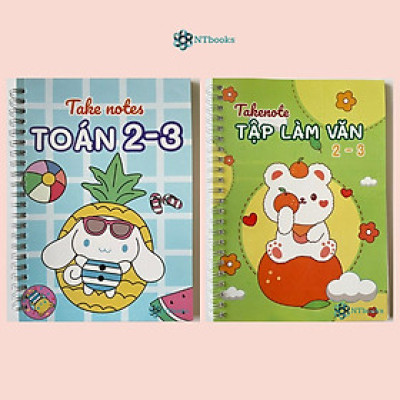 Sách Takenote lớp 2-3: Toán + Tập Làm Văn khổ A5 (Phiên Bản Mới Nhất)