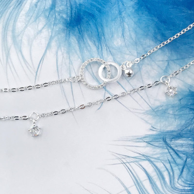 Vòng Tay  Nữ Bạc 925 Dây Kép Vòng Tròn Đính Đá Cao Cấp BẠC HIỂU MINH LTU551