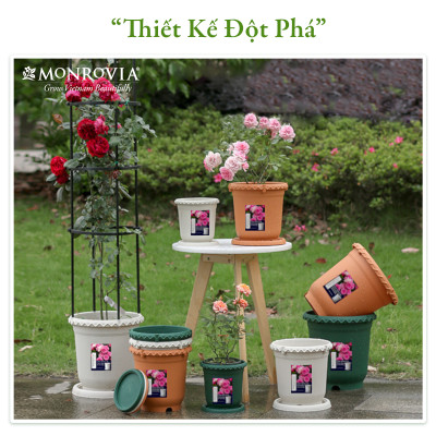 Chậu nhựa trồng cây MONROVIA thông minh, decor trang trí chuyên cho hoa hồng, cây cảnh, ban công, nhập khẩu tiêu chuẩn Châu Âu