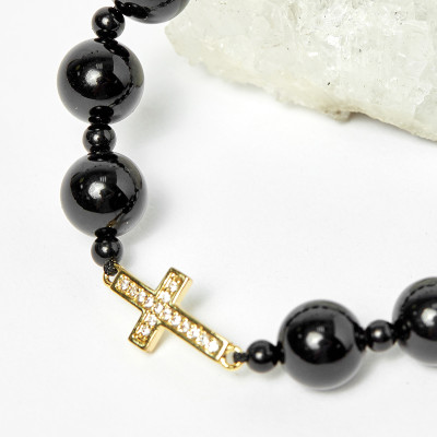 Vòng Chuỗi Mân Côi Đá Obsidian Đen hạt đá 10mm,ni 52mm - Ngọc Qúy Gemstones