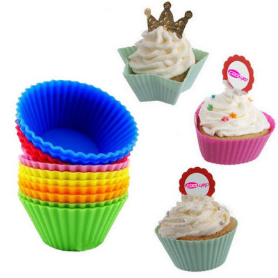 Bộ 10 khuôn silicon 3 lớp làm bánh, rau câu, bánh bông lan, bánh da lợn hình tròn Cupcake – Mã số 1133