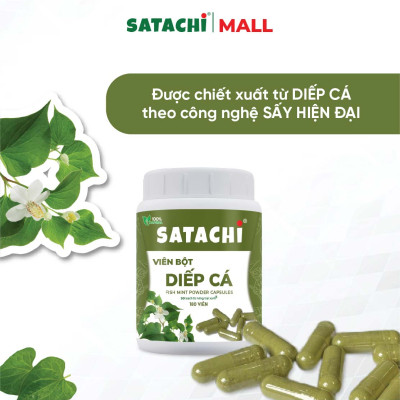 Viên Bột Diếp Cá Nguyên Chất SATACHI – 100% Lá Diếp Cá Tươi – Dạng Viên Tiện Lợi – Hộp 180 viên 
