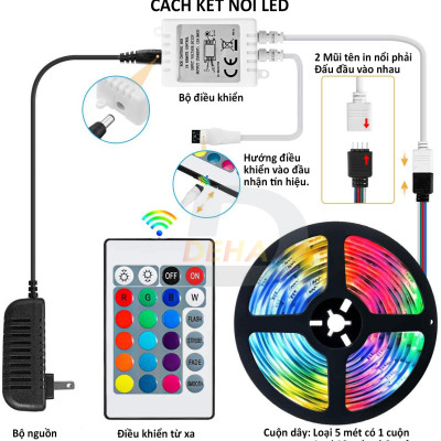 Bộ đèn Led dây dán RGB đổi màu điều khiển từ xa chọn màu đứng yên, nhấp nháy strip light trang trí quay Tiktok dán tường, bàn máy tính, chống nước bền đẹp (Tùy chọn loại led, chiều dài dây)