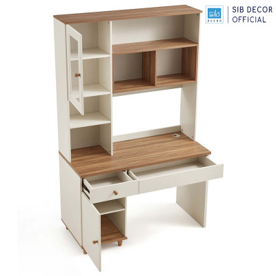 Bàn Làm Việc Phối Hệ Tủ Sách Nhiều Ngăn Thương Hiệu SIB Decor BLV99