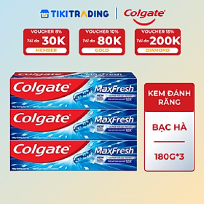 Bộ 3 kem đánh răng Maxfresh Bạc hà 180g