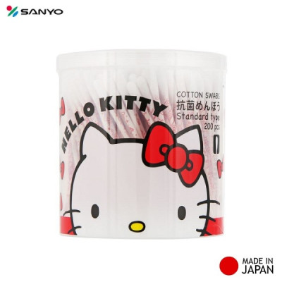 Hộp 200 tăm bông kháng khuẩn Sanyo, chất liệu 100% tự nhiên mềm mại không gây đau rát nên an toàn tuyệt đối khi sử dụng - nội địa Nhật Bản 