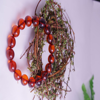 Vòng tay phong thủy đá Hổ Phách đỏ, Vòng tay đá Hổ Phách đỏ VIP cao cấp 12ly