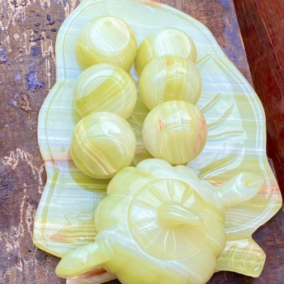 Bộ ấm trà lá bí đá ngọc Onyx