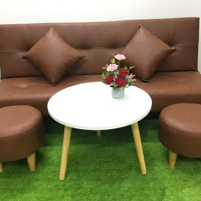 Bộ ghế sofa bed, sofa giường màu nâu cả bộ SB16