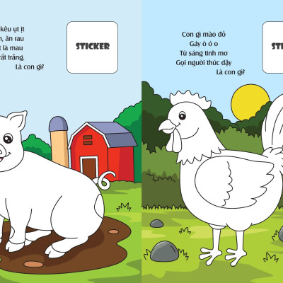 Bé tô màu: Khám phá nông trại vui vẻ (20+ hình dán sticker)
