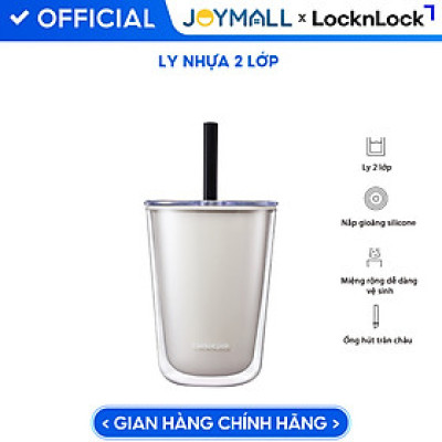 Ly nhựa 2 lớp LocknLock Bubble Tea Cold Cup màu ngà HAP529IVY 720ml, Hàng chính hãng, kèm ống hút trân châu - JoyMall