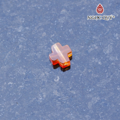 Mặt dây chuyền thánh giá xỏ ngang đá mã não đỏ 10.5x10x5mm mệnh hỏa, thổ - Ngọc Quý Gemstones