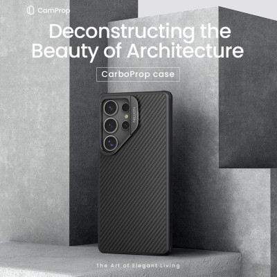 Ốp Lưng Cho Samsung S25 Ultra hiệu Nillkin Carbon Aramid Chống Sốc Hỗ Trợ Sạc Không Dây Magnetic, Tích Hợp Giá Đỡ - hàng chính hãng